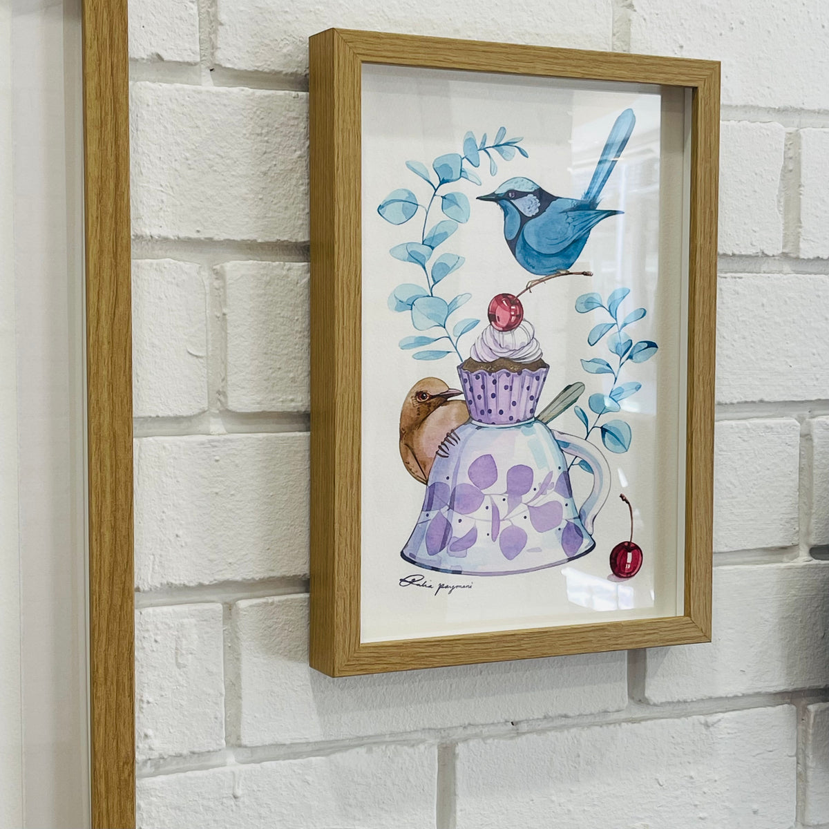 Blue wrens are waiting watercolour illustration