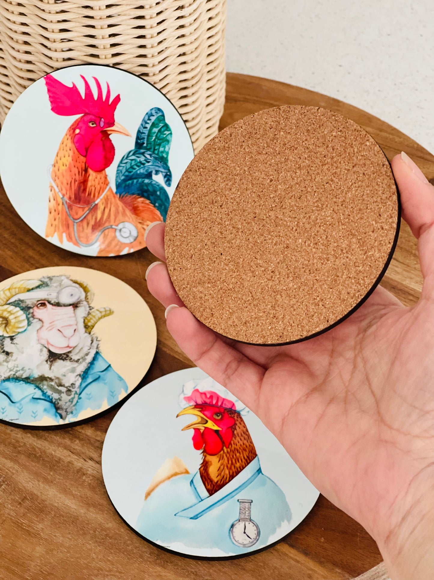 Medical farm animal coasters