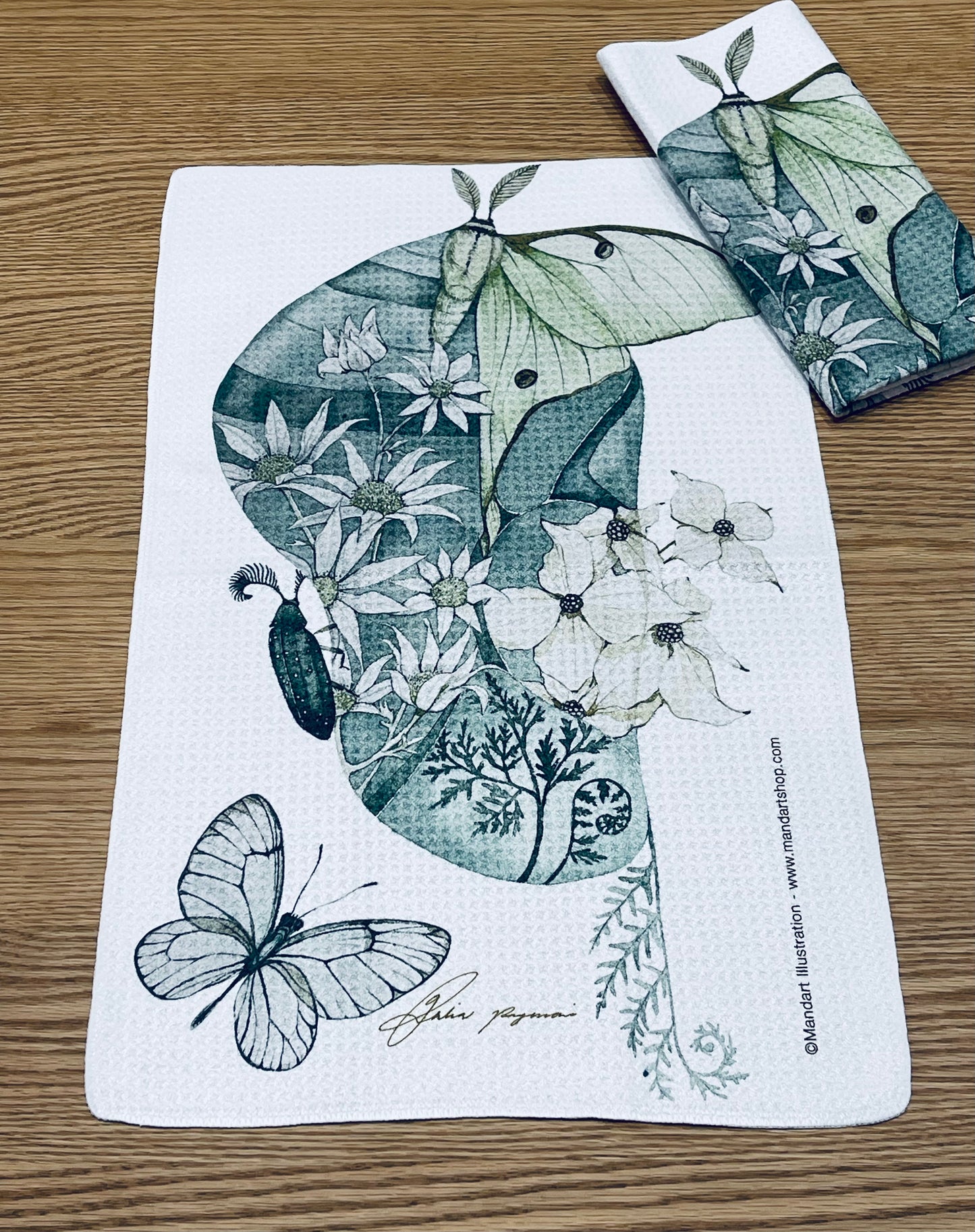 Mandart wildlife and botanical lover tea towels