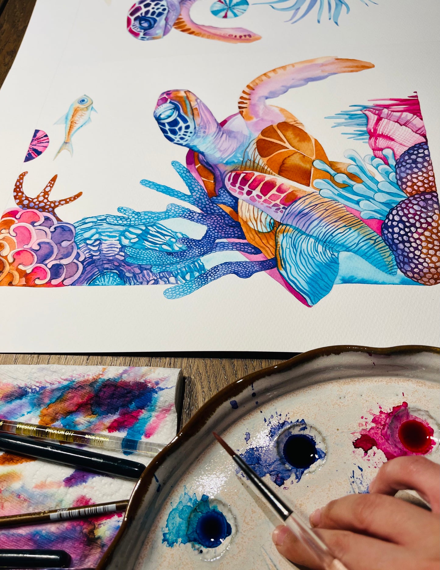 Two slow hearts watercolour limited edition prints