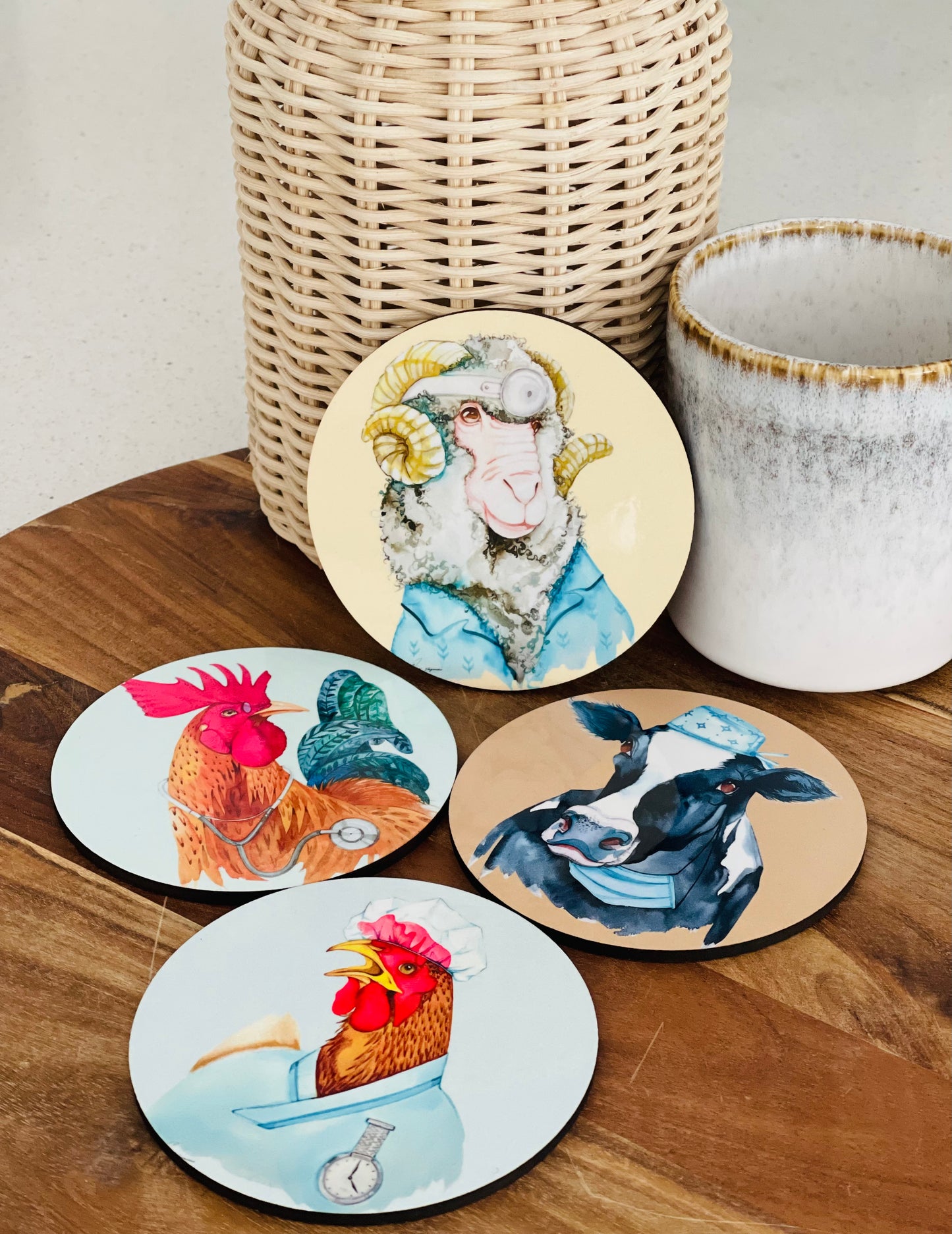 Medical farm animal coasters