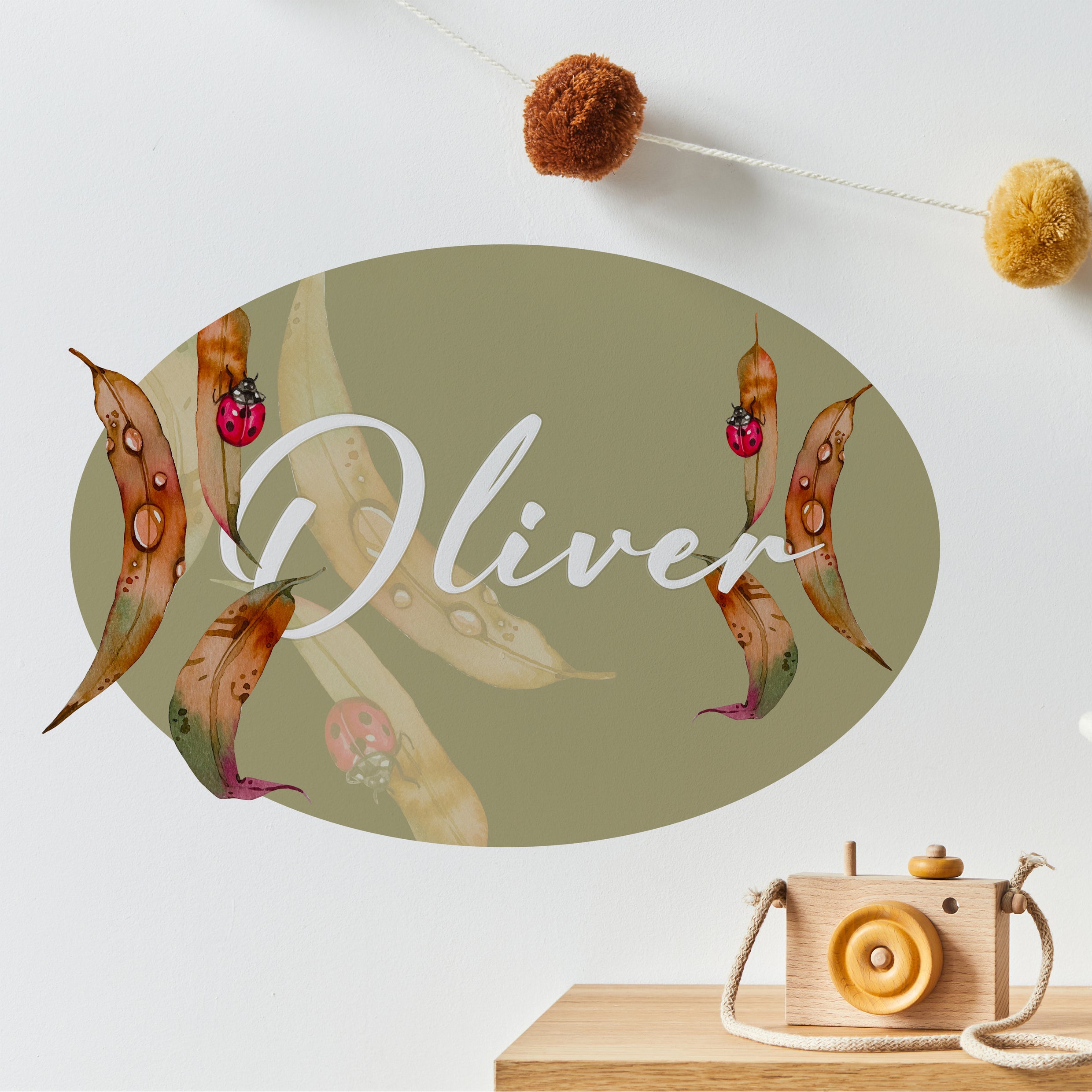 Watercolour name portrait removable and reusable wall decals Mandart