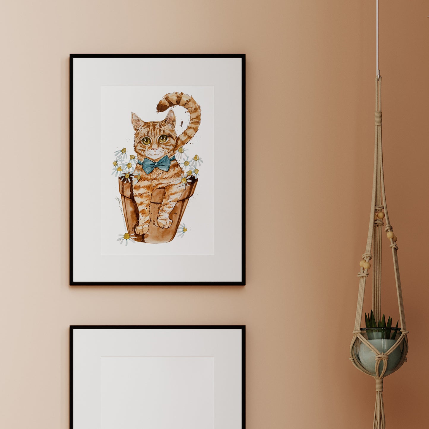 Ginger cat watercolour print