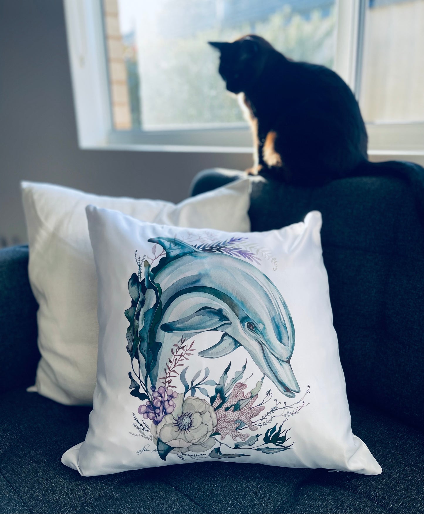 Dolphin cushion cover