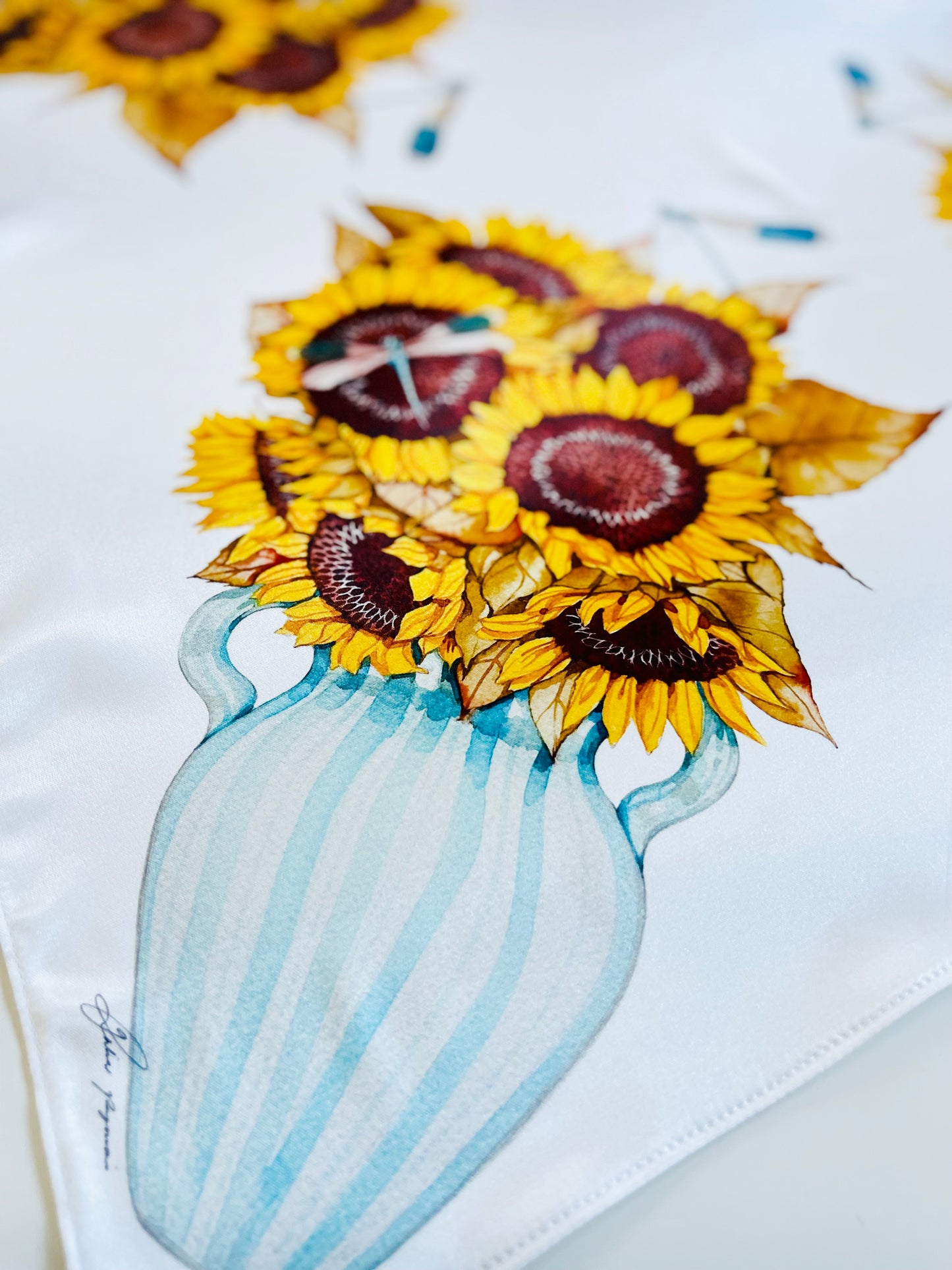 Mandart sunflowers & dragonflies bandana