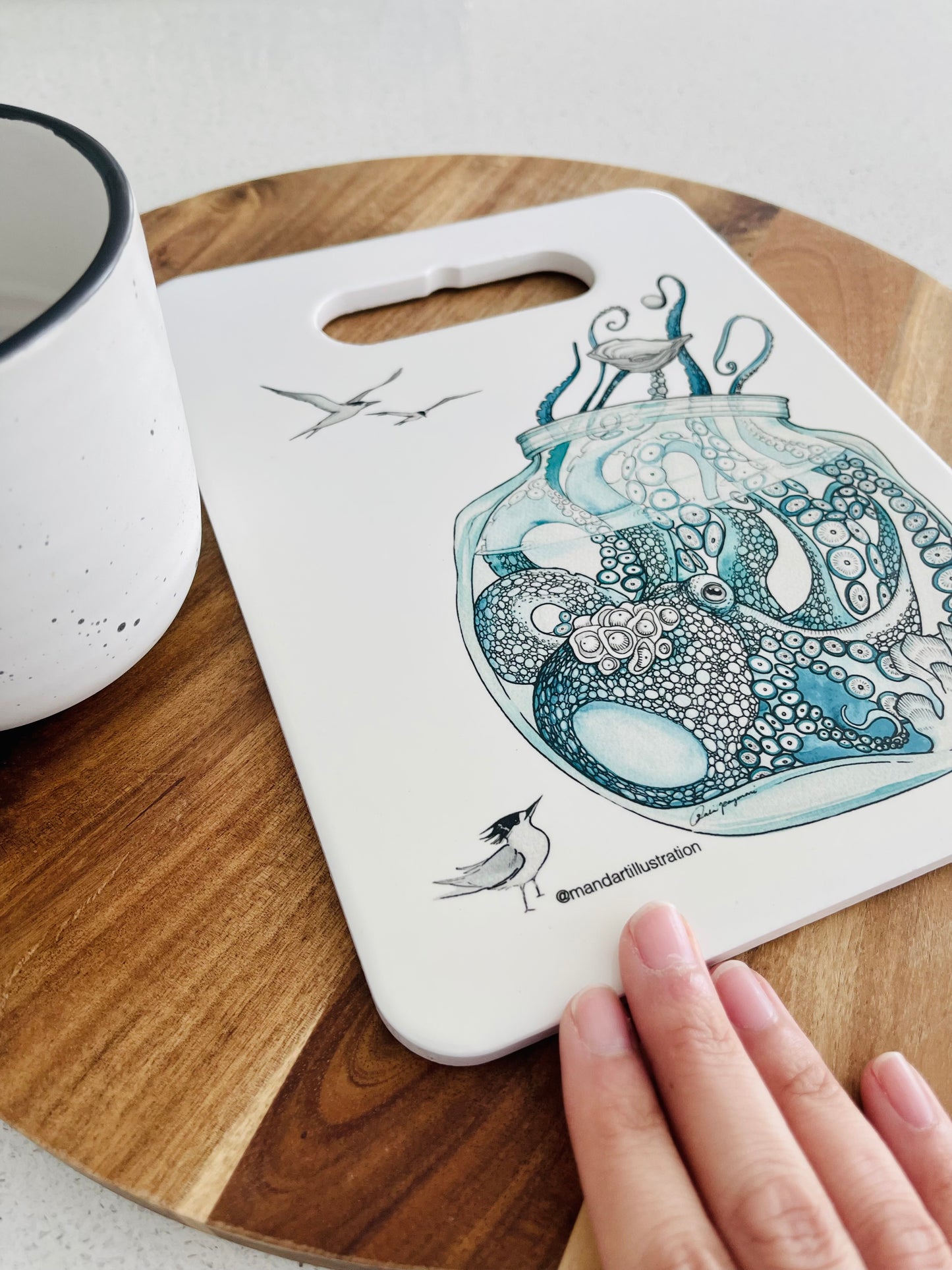 Pearl the octopus ceramic trivet
