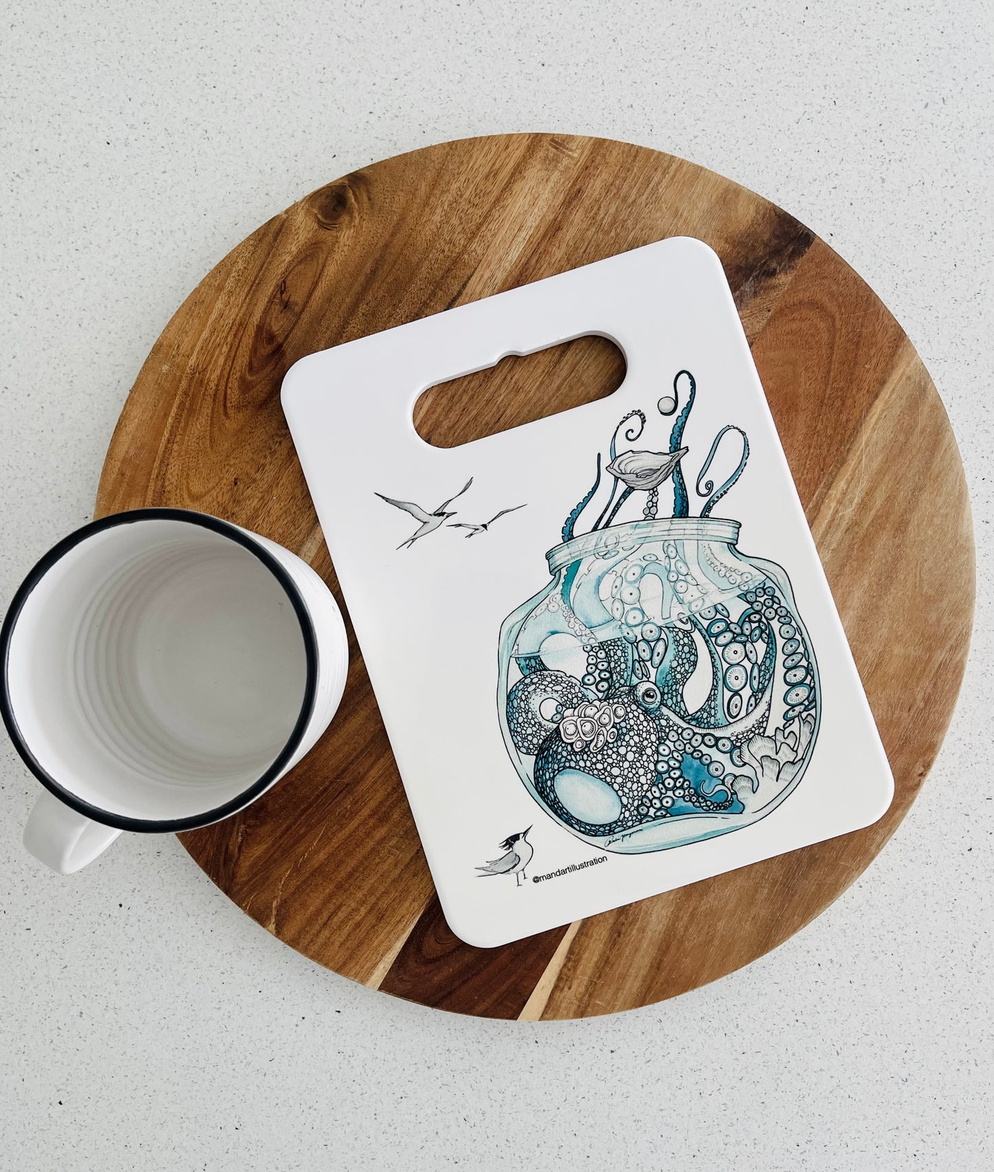 Pearl the octopus ceramic trivet
