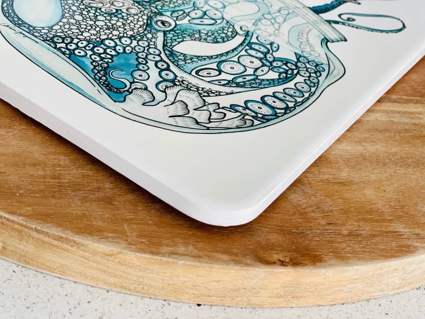 Pearl the octopus ceramic trivet