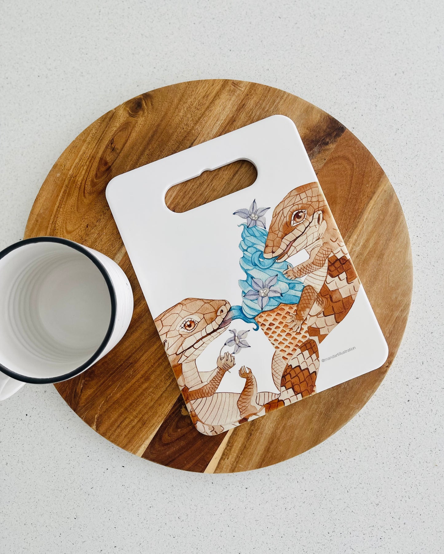 Blue tongue lizards ceramic trivet