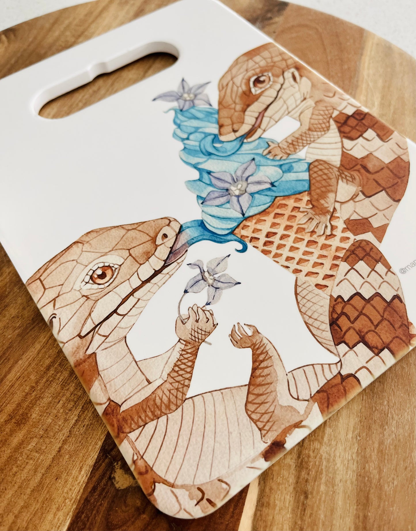Blue tongue lizards ceramic trivet