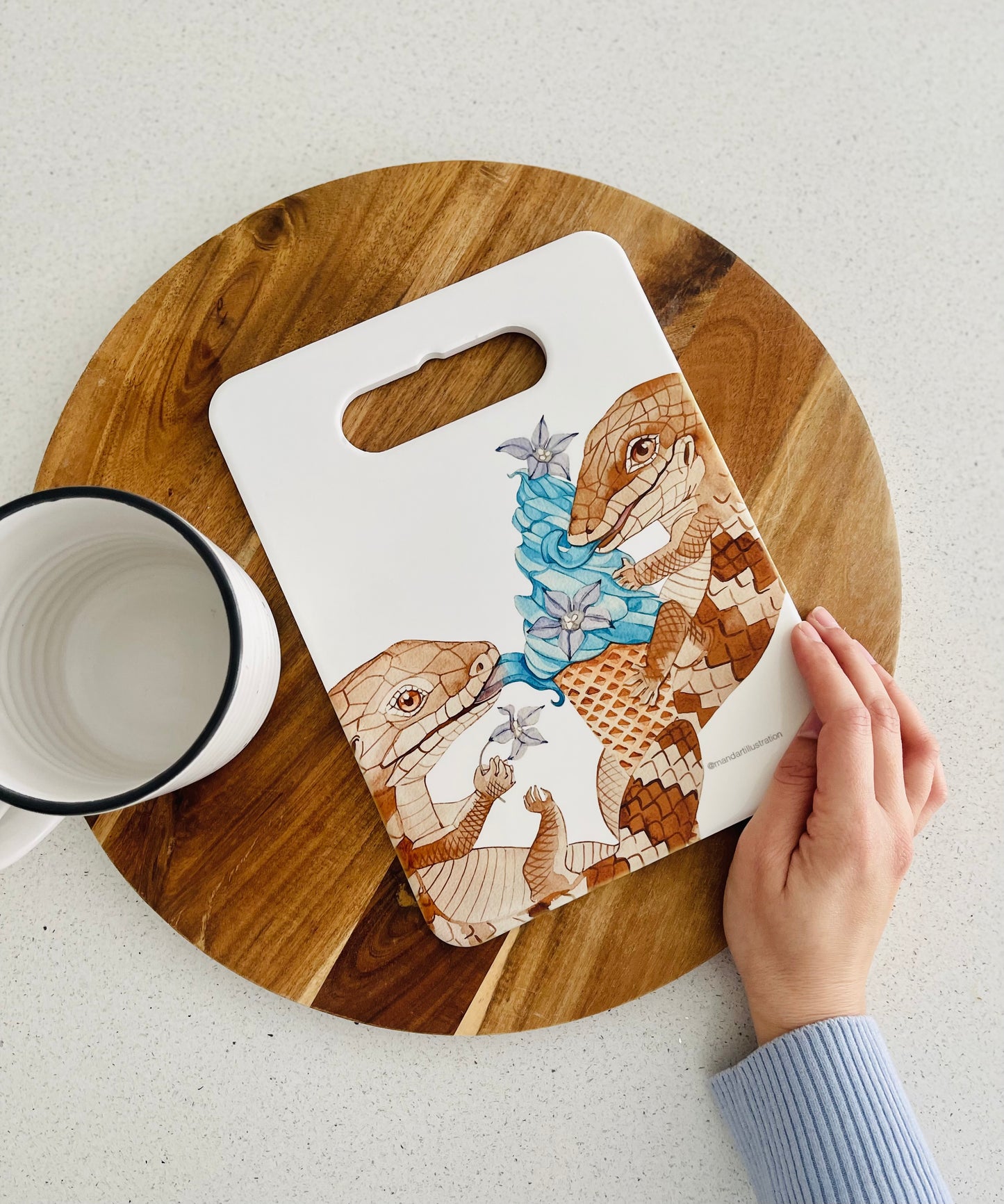 Blue tongue lizards ceramic trivet