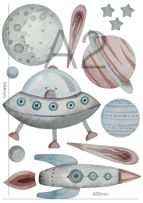 Space fabric removable and reusable wall decal