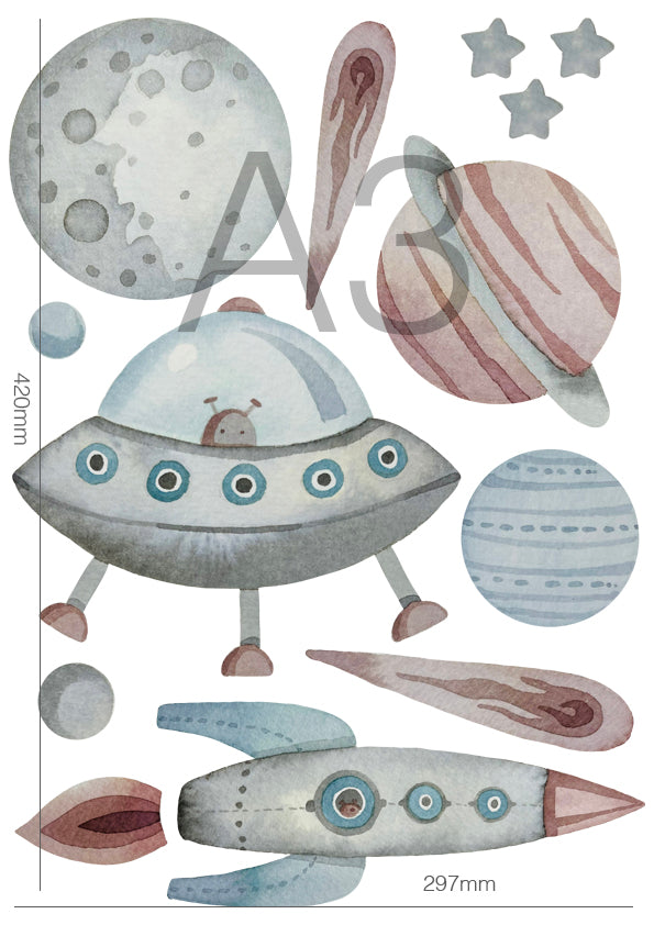 Space fabric removable and reusable wall decal