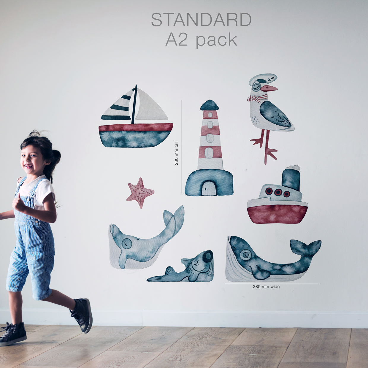 Captain silly seagull & his boats fabric wall decal