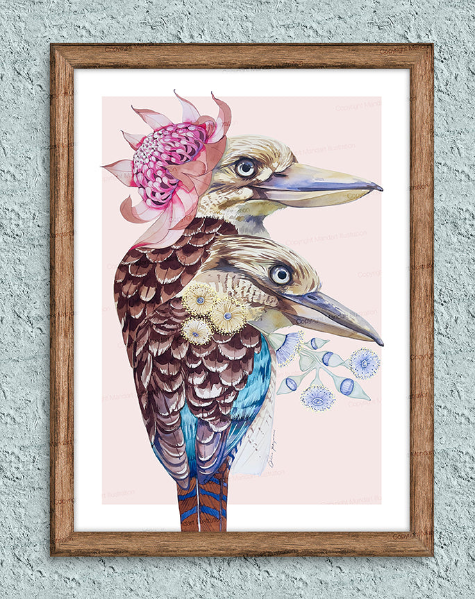 Twinning kookaburras original illustration