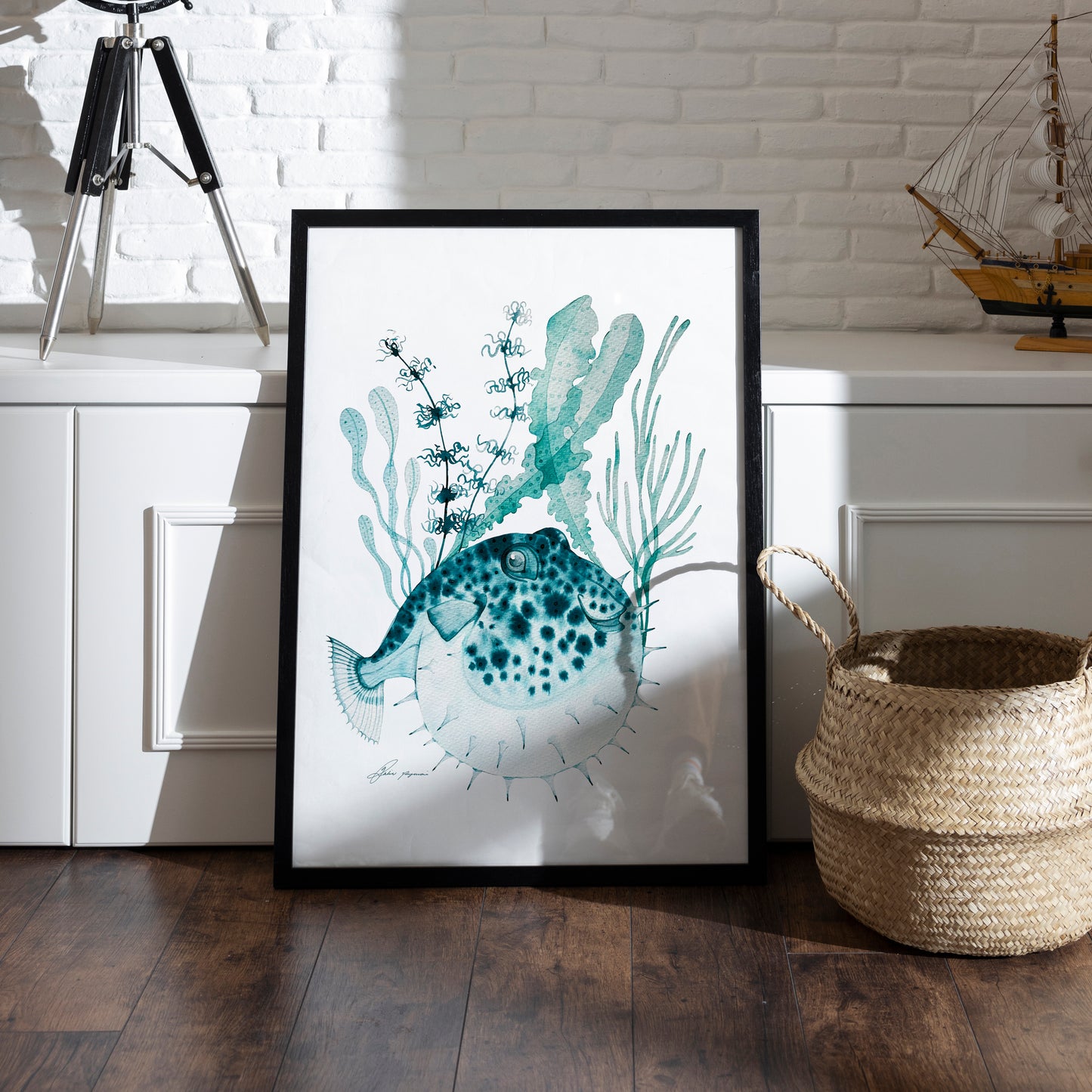 Blowfish watercolour illustration print