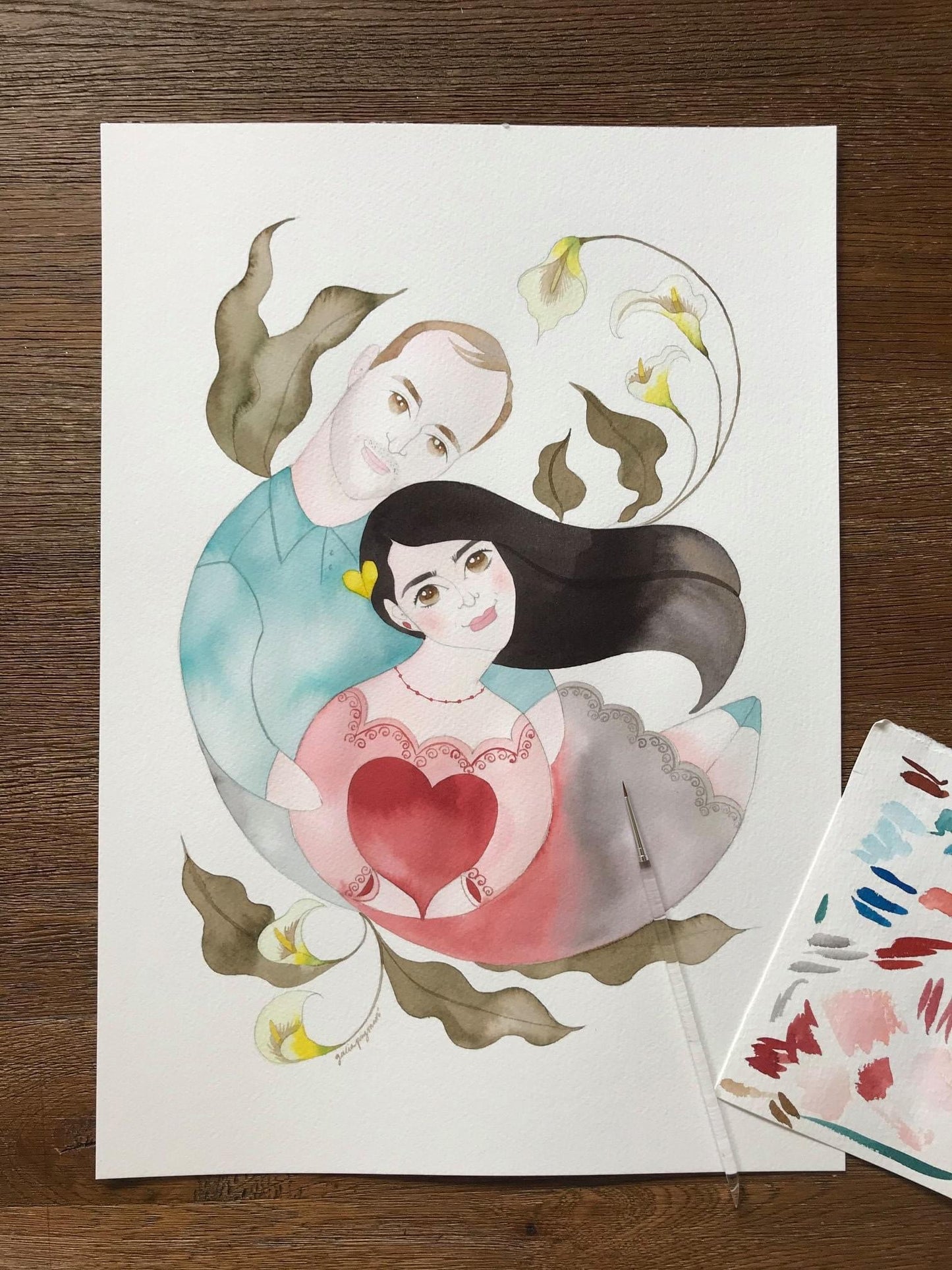 Family portrait watercolour illustration