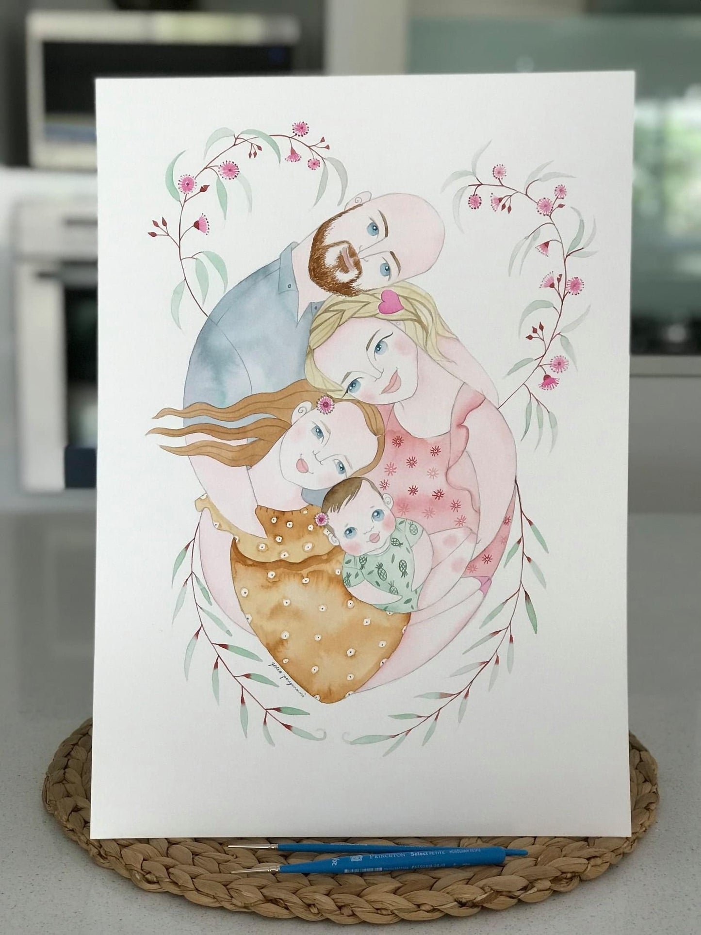 Family portrait watercolour illustration