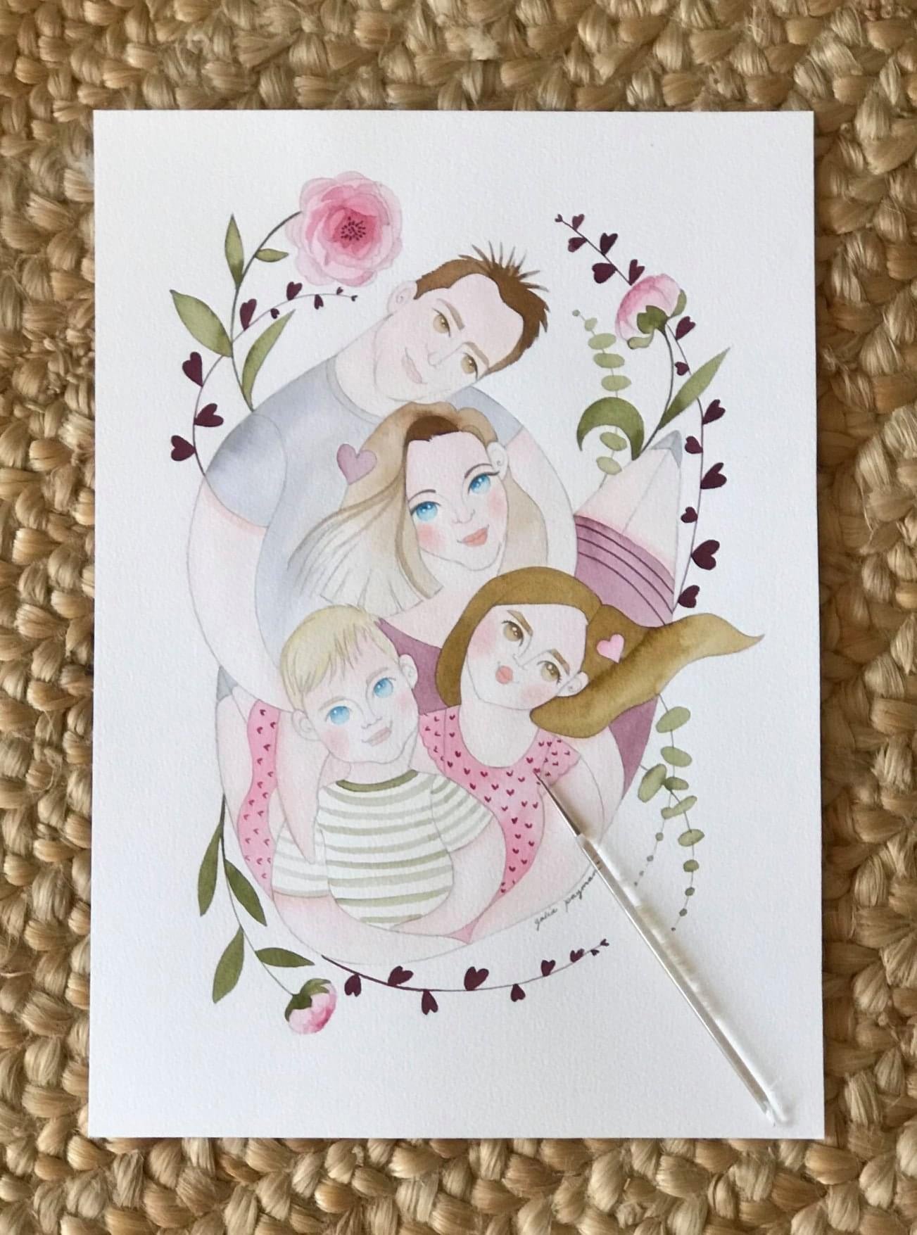 Family portrait watercolour illustration
