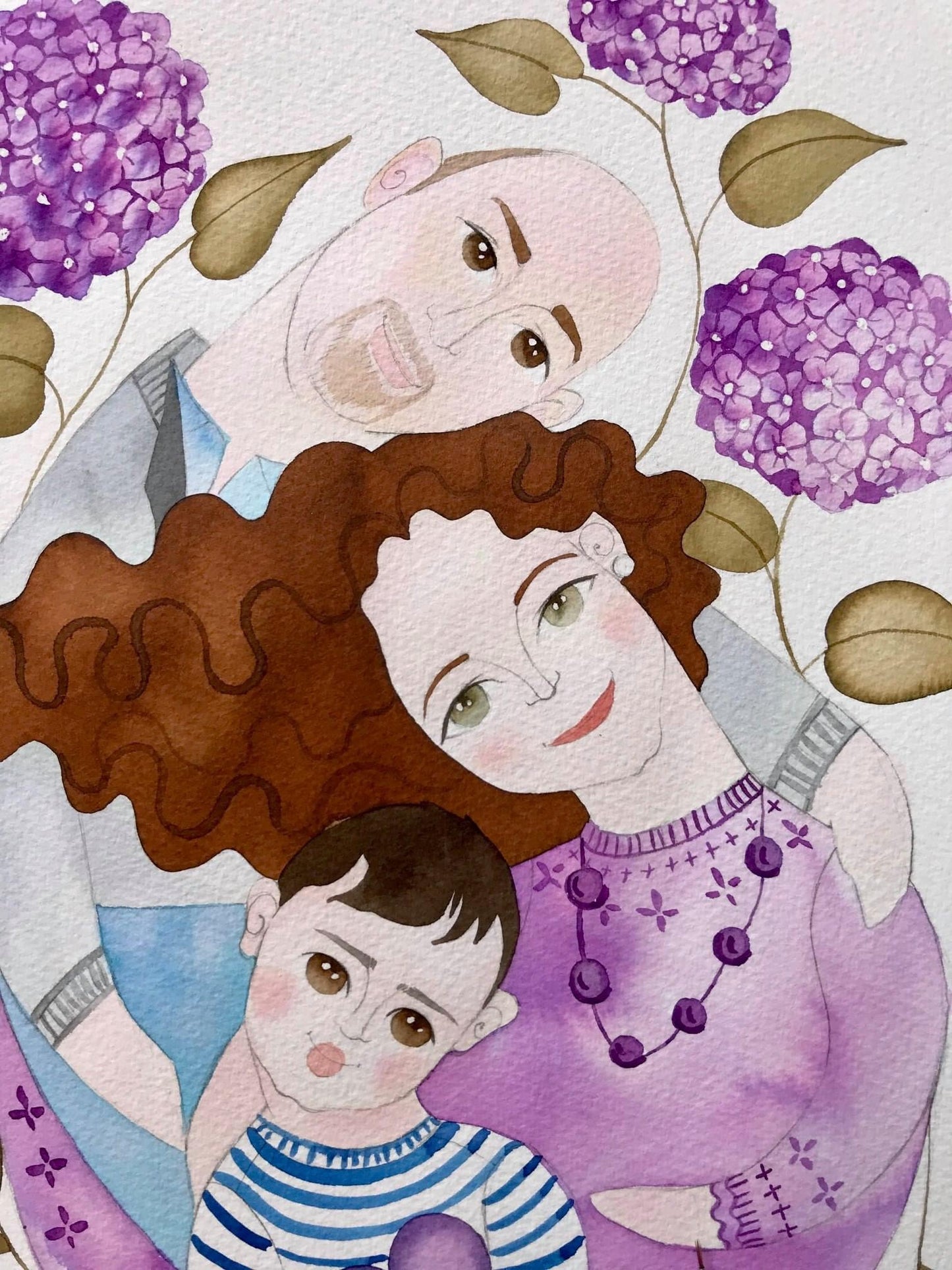 Family portrait watercolour illustration
