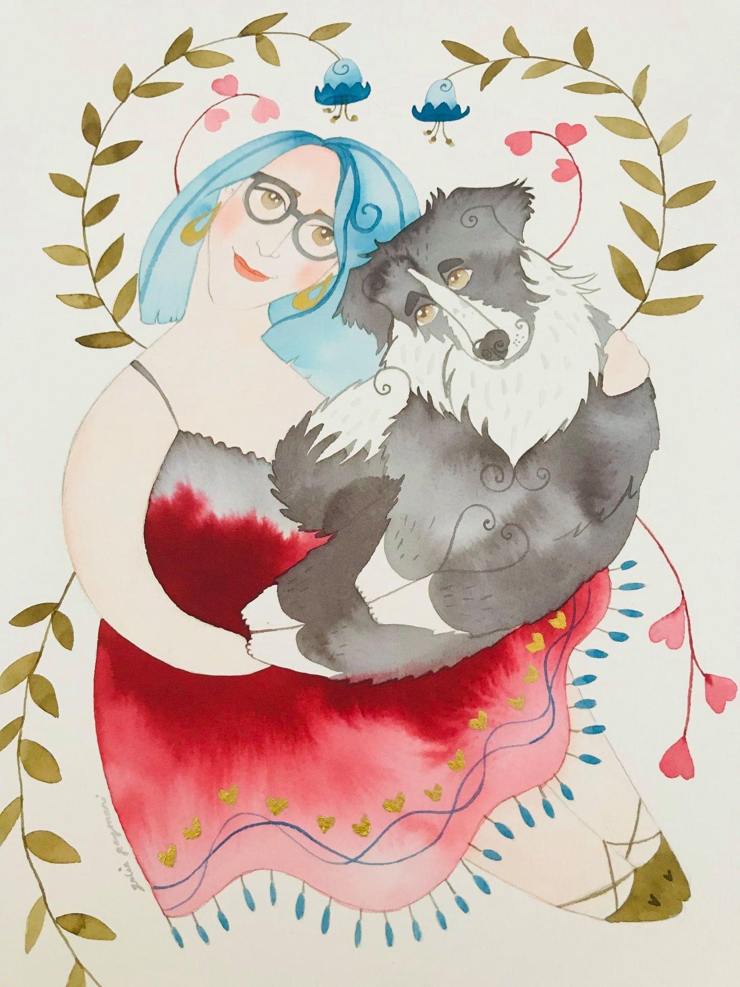 Family portrait watercolour illustration