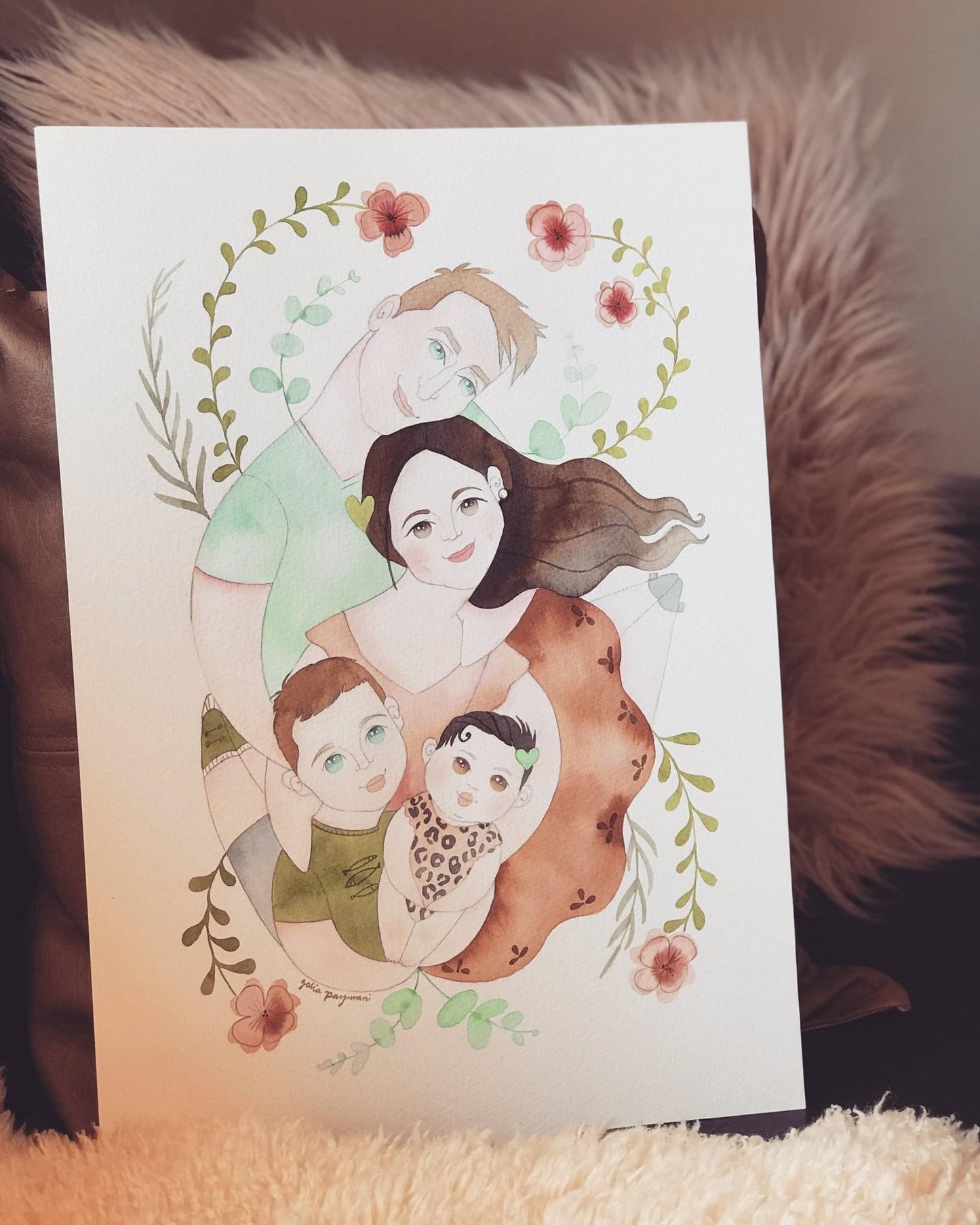 Family portrait watercolour illustration
