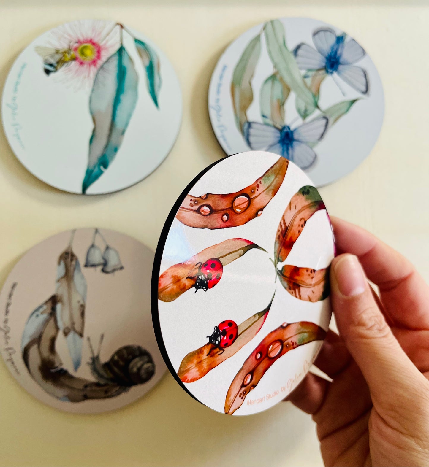 Four season gum leaves coasters