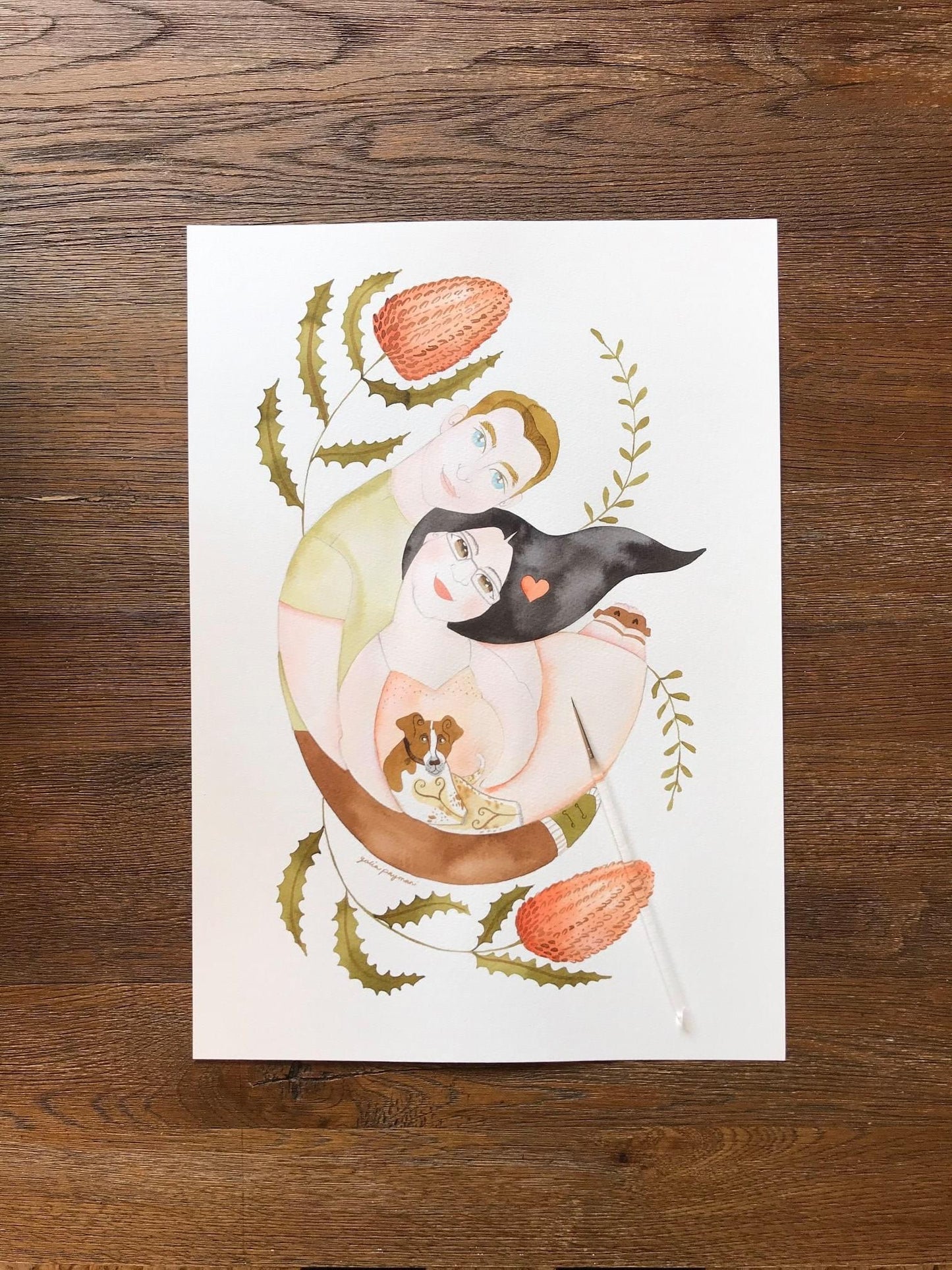 Family portrait watercolour illustration