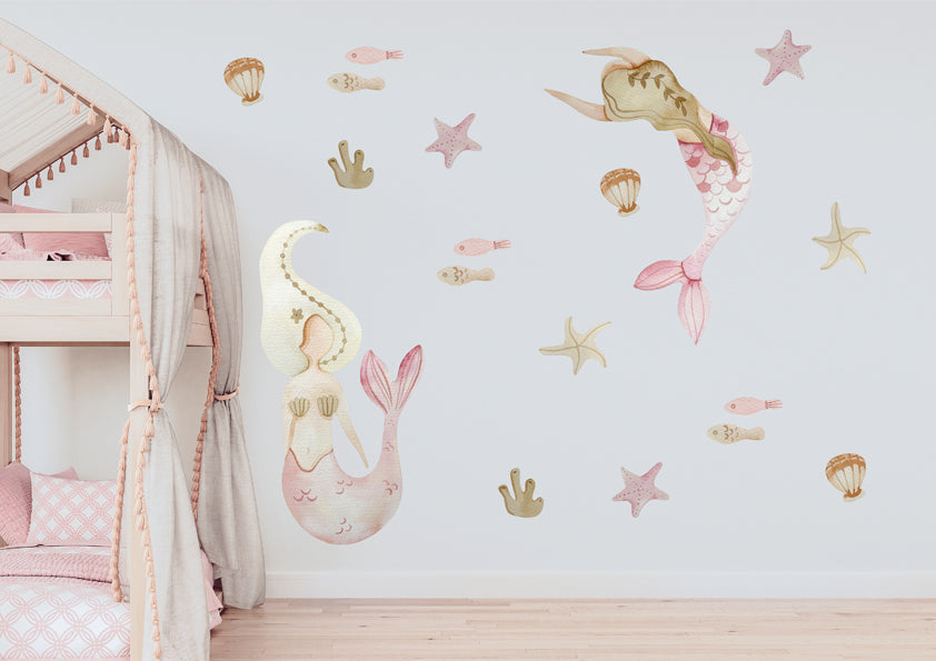 Swimming mermaids wall decal