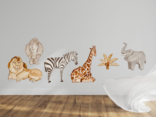 Safari animals removable wall decal