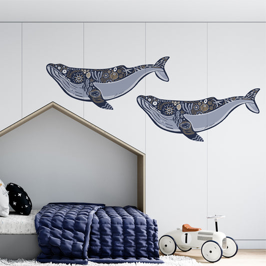 Two whales wall decals