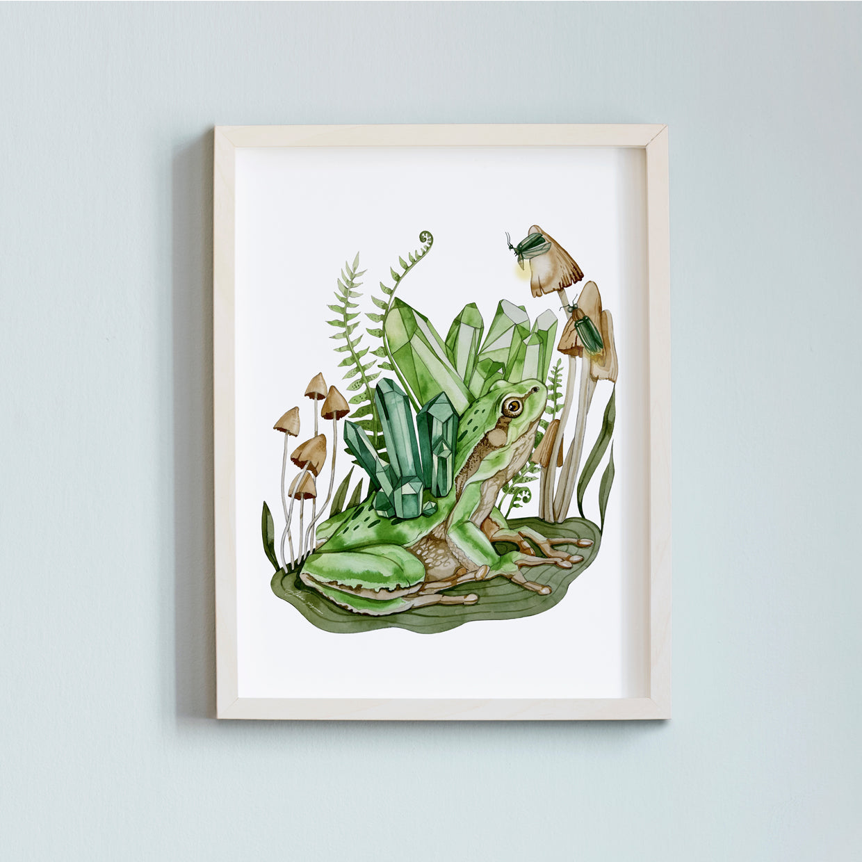Green frog watercolour print
