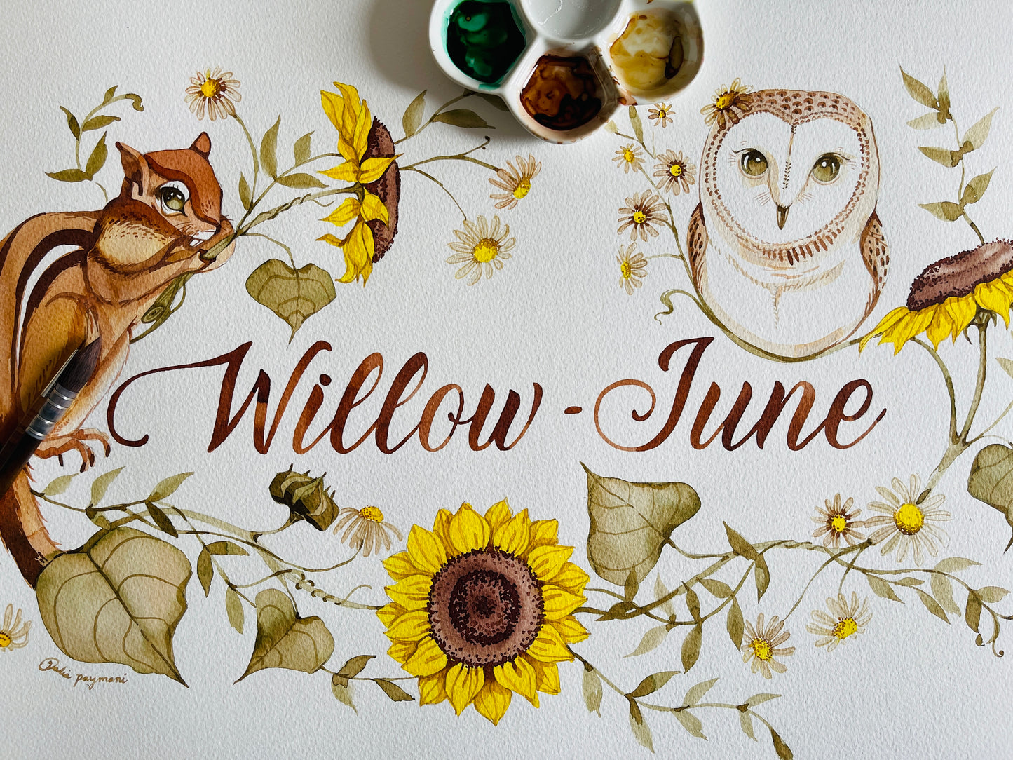 Name portrait watercolour commission illustration