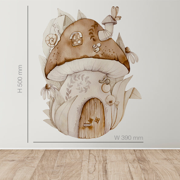 Mushroom fairy house fabric wall decal