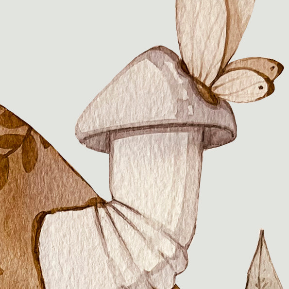 Mushroom fairy house fabric wall decal