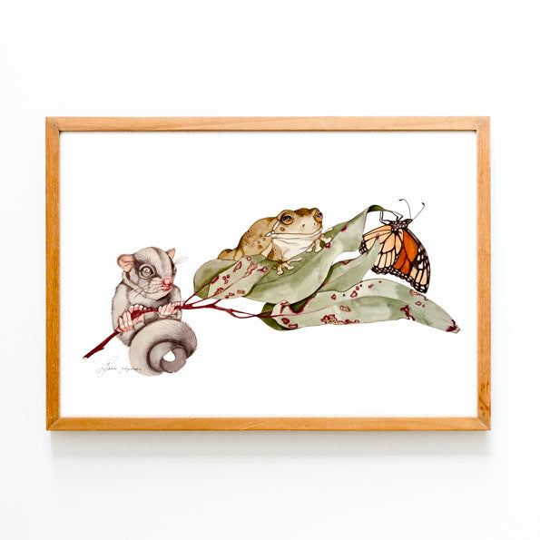 Little friends watercolour print
