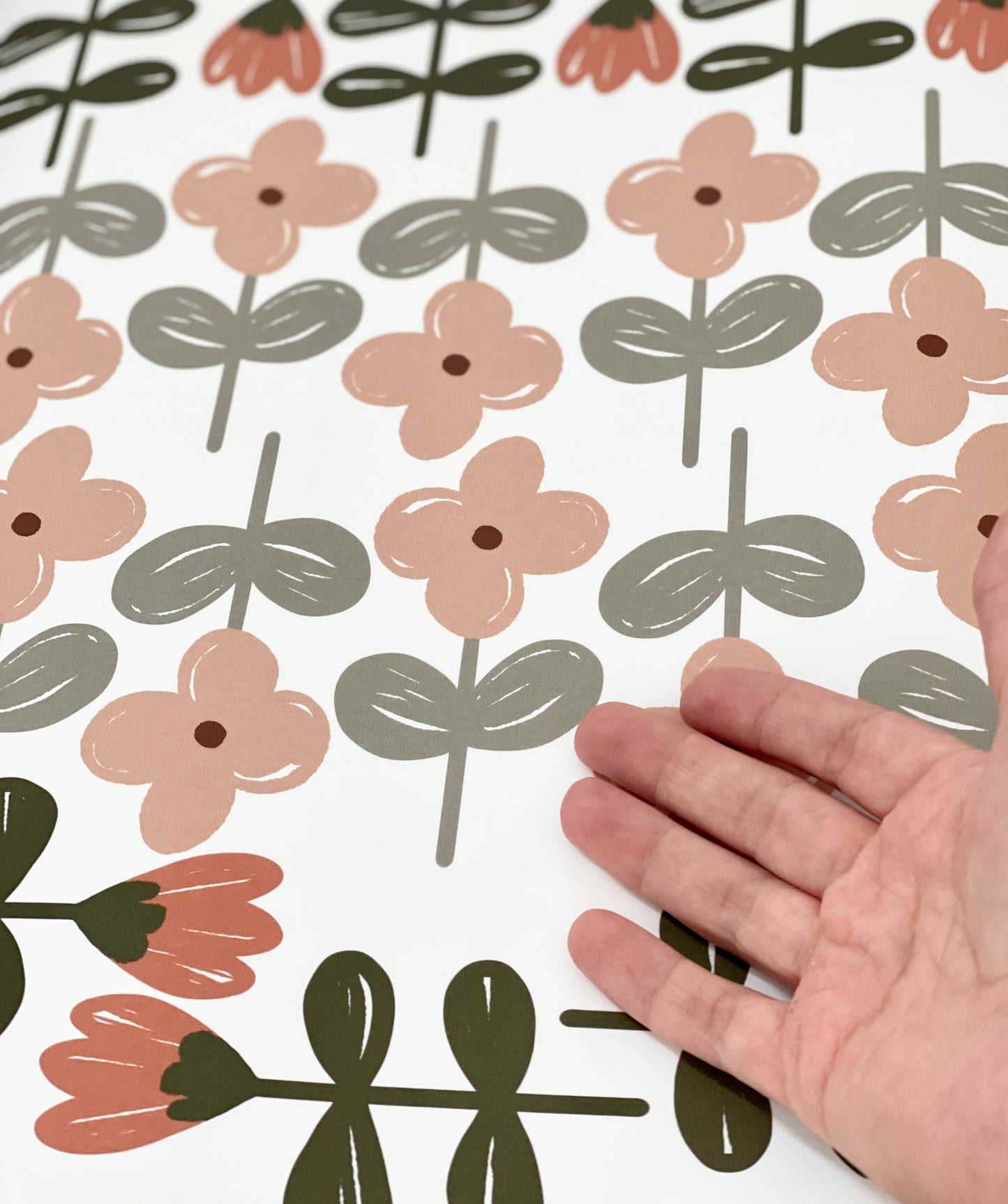 Flowers fabric removable and reusable wall decal