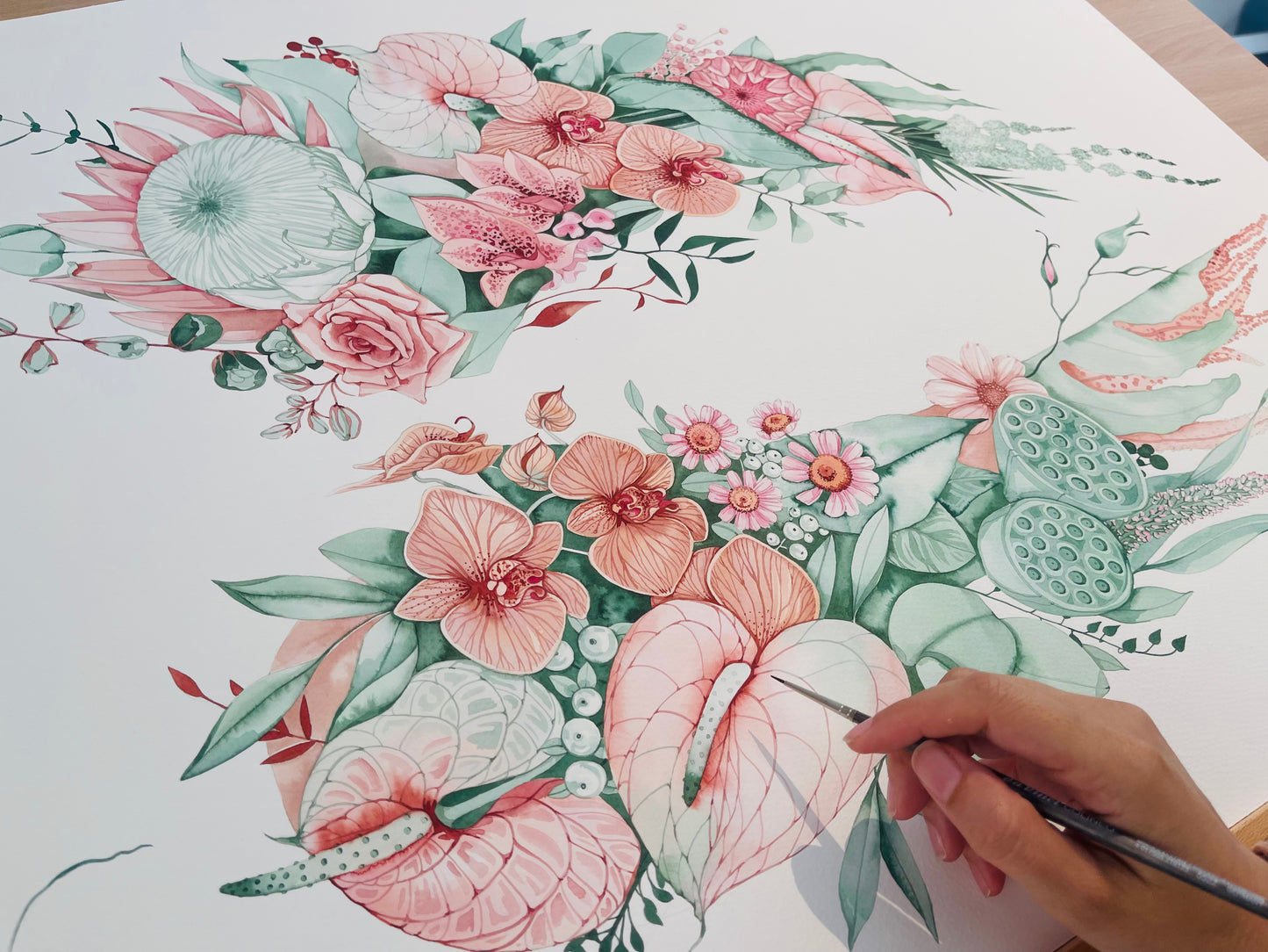 Angel wings original watercolour illustration