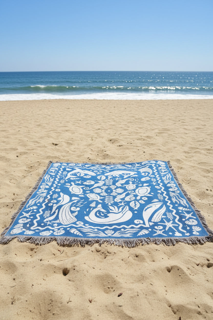 Mandart woven throw blankets ocean baby