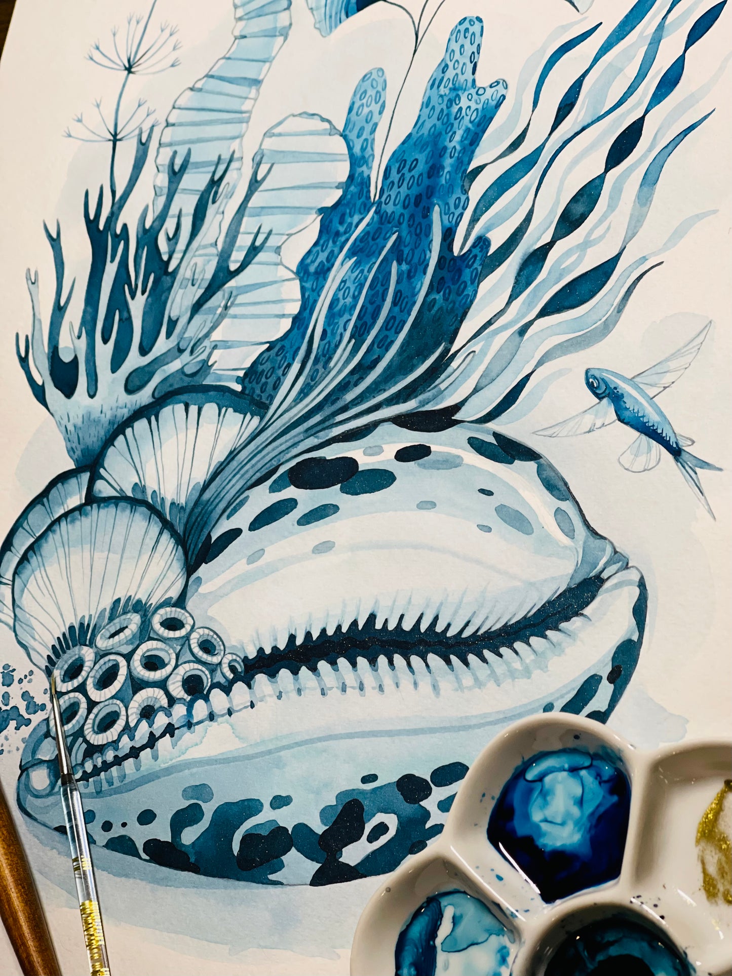 Ocean lover botanical watercolour illustration