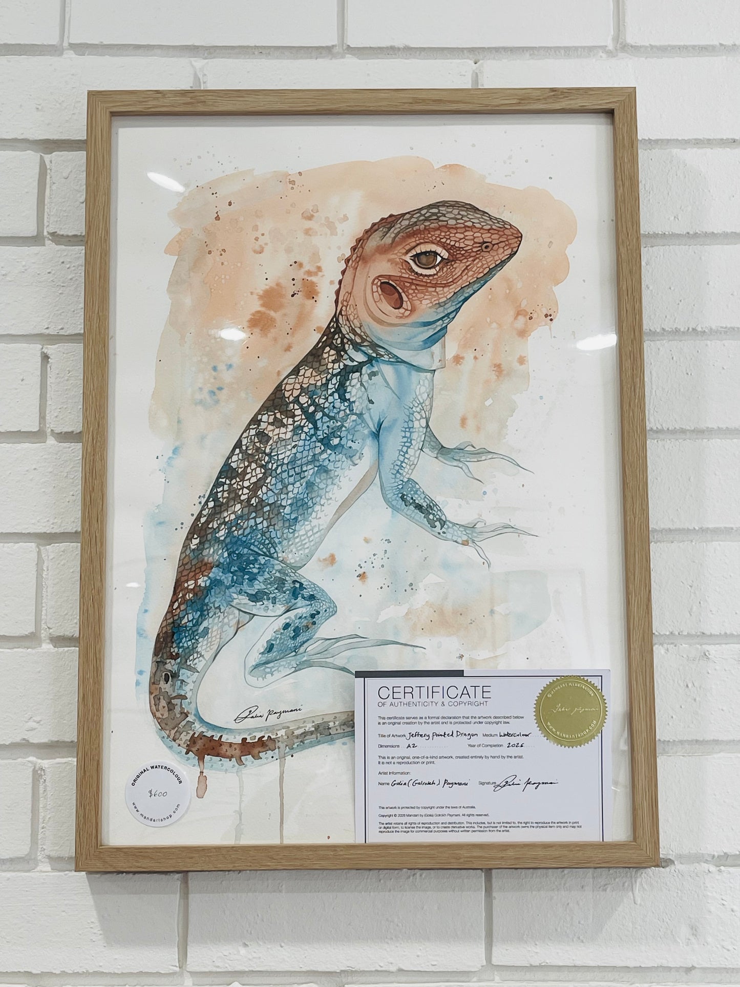 Jeffery painted dragon original watercolour illustration