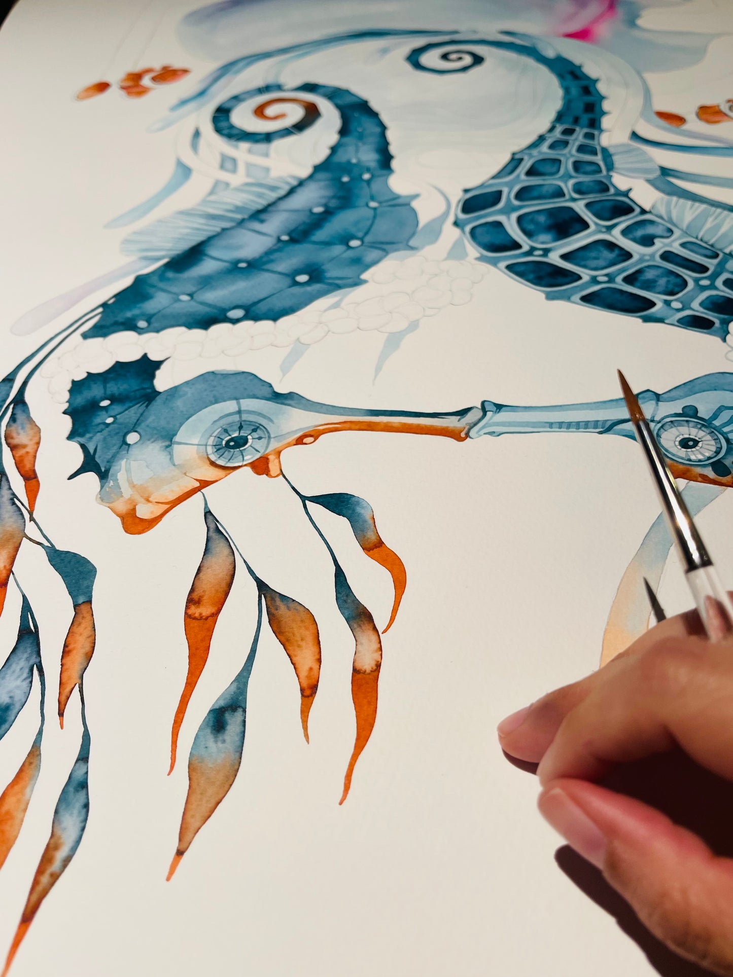 An ocean kiss original watercolour illustration