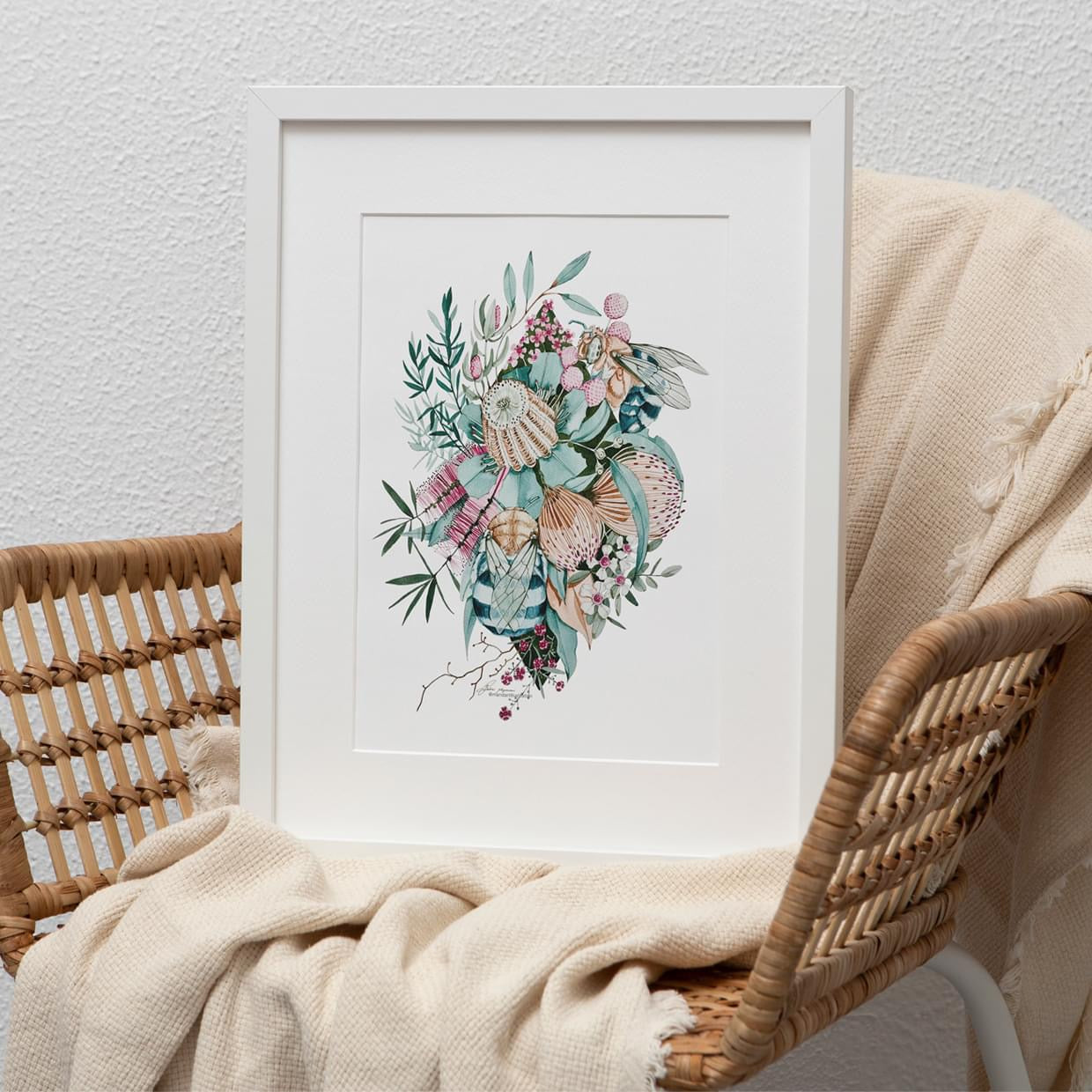 Blue banded bees watercolour print
