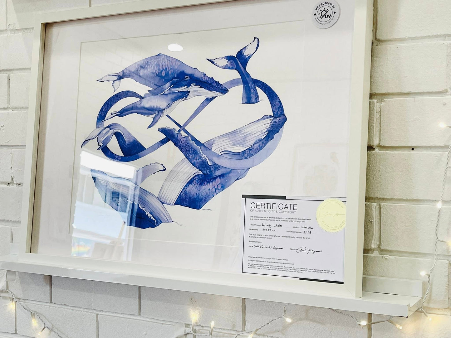 Infinity Whales watercolour illustration