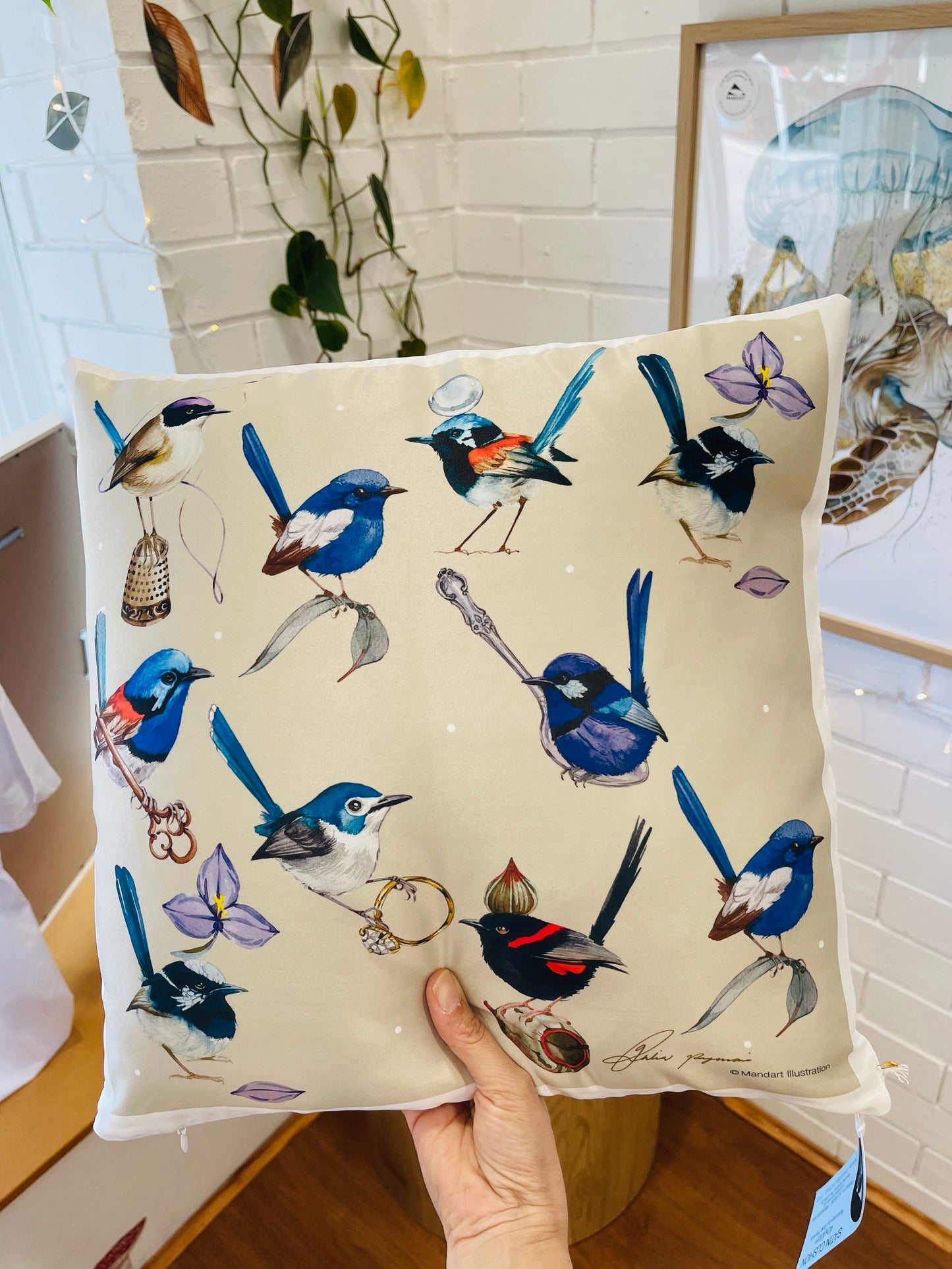 Fairy wrens of Australia cushion cover