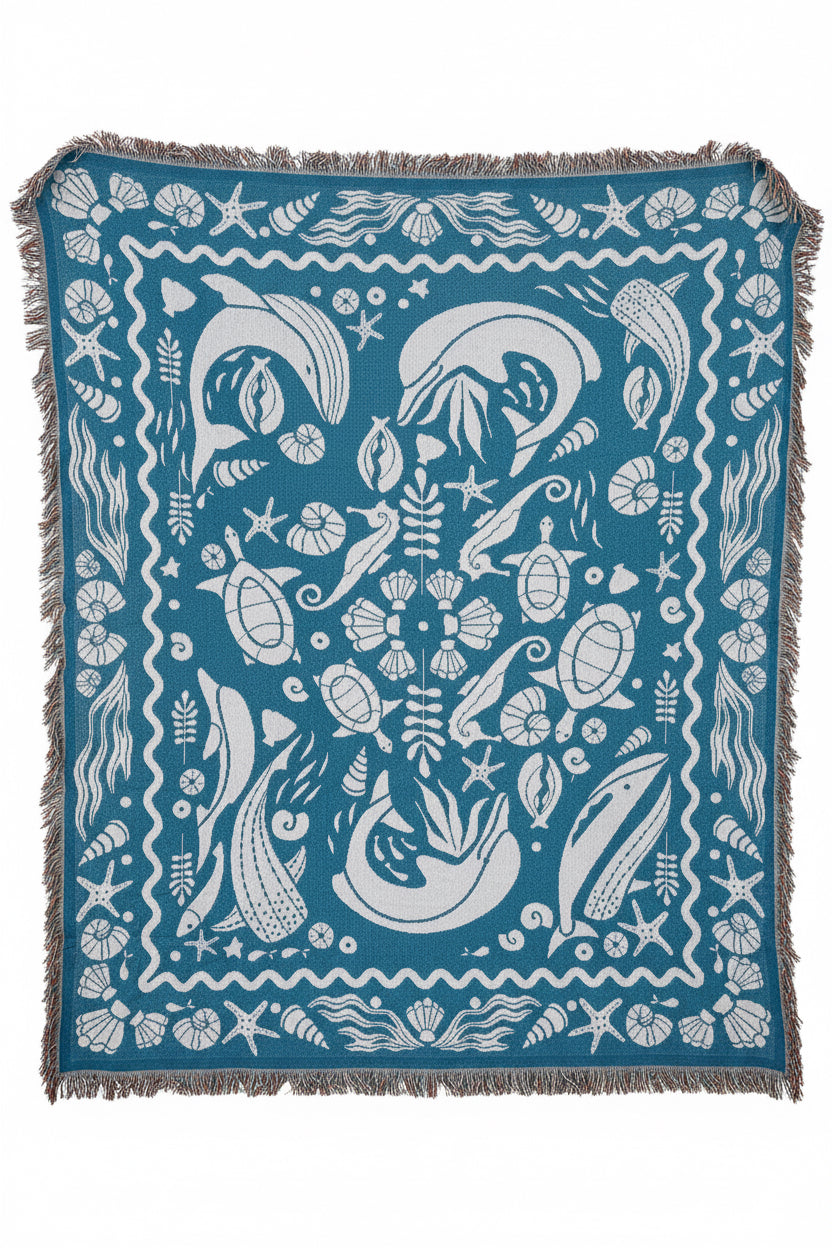 Mandart woven throw blankets ocean baby