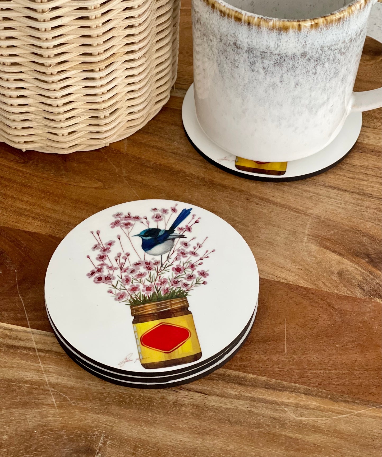 Vegemite & Bluewren coasters