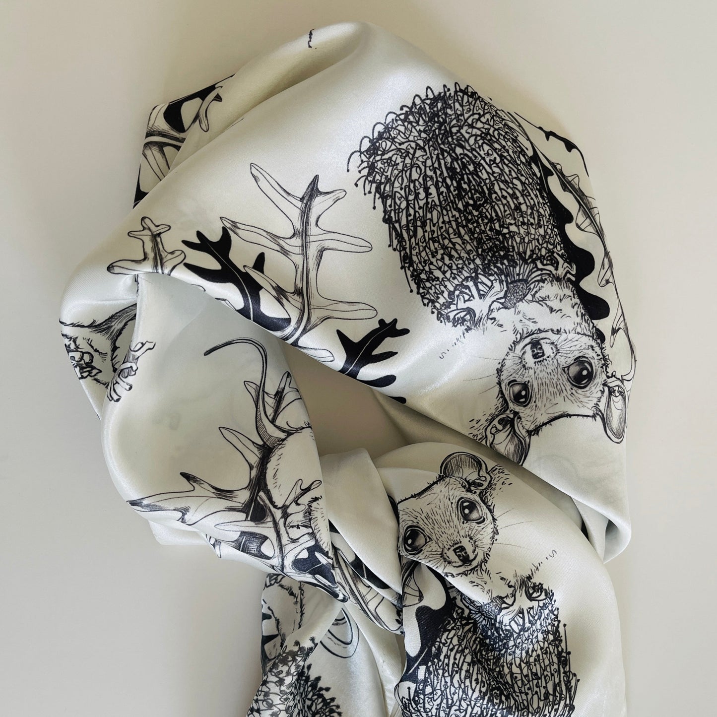 Possum & banksia satin scarf