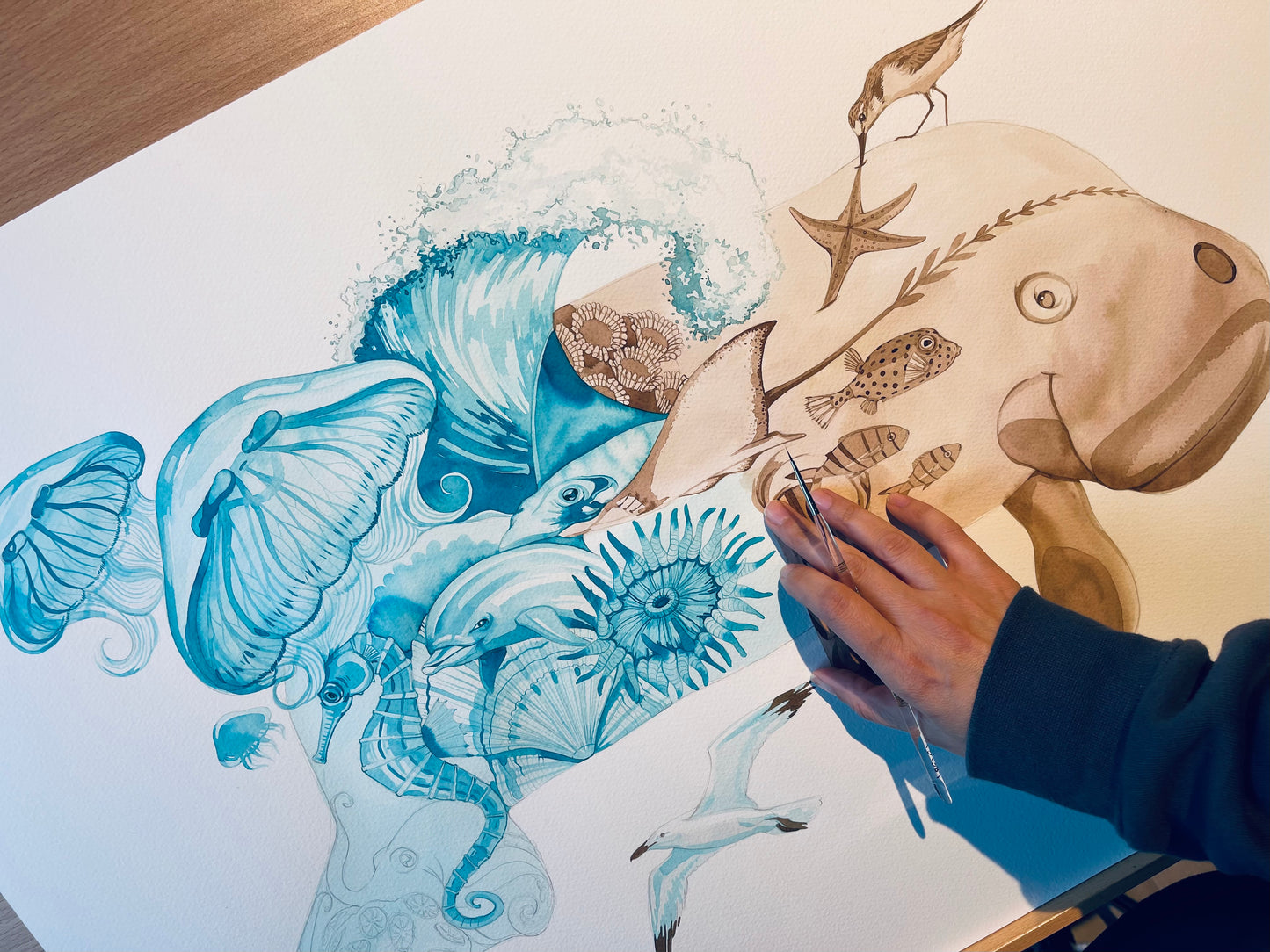 Sea Cow watercolour illustration