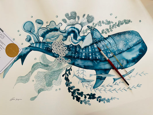 Starlight light in the blue watercolour illustration